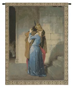 Der Kuss romantischer Mythos italienischer gewebter Wandteppich des Künstlers Francesco Hayez - Bild 1 von 6