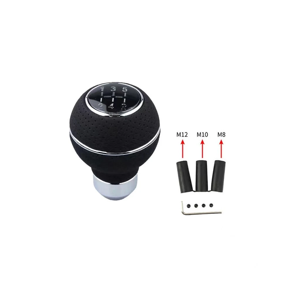 Leather Shift Knob Gear 5-speed Manual Shifter Car Lever Stick Universal Silver Foto 1 de 4