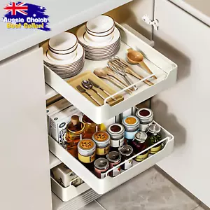 Pull Out Cabinet Organizer 2 Pack Slide Out Shelves Kitchen Pantry Storage - Picture 1 of 12