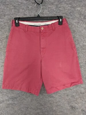 Pantalones Cortos Madison Para Hombre 32 X 9.5 Rojo Chino Frente Plano 100% Algodón Bolsillos Manchas Foto 1 de 4