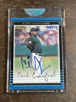 CARL CRAWFORD 2006 BOWMAN ORIGINALS BUYBACK AUTOGRAPH AUTO '02 BOWMAN #d /279 - Image 1 of 2