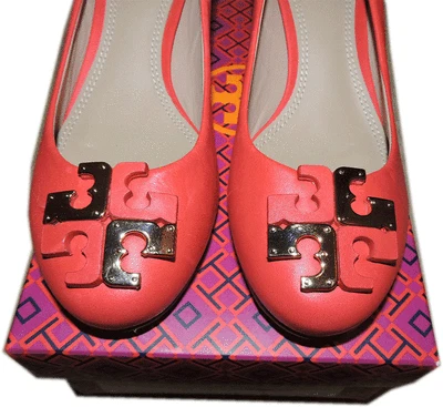 Mocasines Tory Burch LOWEL Logo Dorado 45 mm Tacones Bajos Zapatos de salón Cuero Coral 9.5 Foto 1 de 4