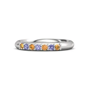 Gift For Women Jewelry Eternity Ring Size 7 925 Sterling Silver Citrine Gemstone - Picture 1 of 12