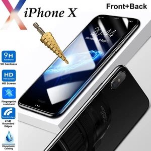 Tempered Glass 9H Guard screen protector for Apple iPhone X front + Back - Picture 1 of 6