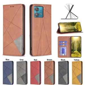 For Motorola Moto "All"Series Magnetic Leather Flip Stand Card Wallet Case Cover - Picture 1 of 24