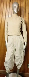 Antique French Fencing Jacket-Pants Herringbone buttons 1900s Sportswear Junior - Picture 1 of 12