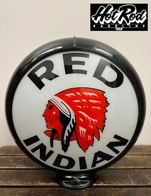 RED INDIAN Reproduction 13.5" Gas Pump Globe - (Black Body) - Image 1 of 3