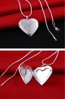 Foto Medaillon -ZUM ÖFFNEN- Bilder Amulett Herz Brosche Anhänger Hals Kette NEU - Bild 1 von 4