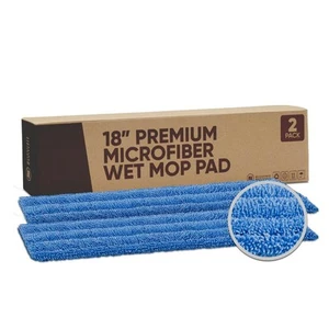 18" Absorbent Microfiber Wet Mop Pad - Reusable, Machine Washable, Refills (2... - Picture 1 of 8