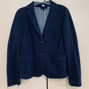 Talbots Womens Long Sleeve 2-Button Stretch Denim Blazer Jacket Dark Blue Size M - Picture 1 of 14