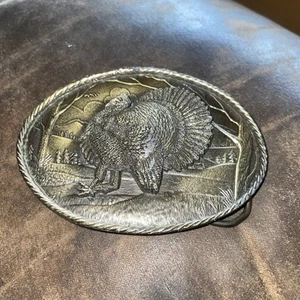 Vtg 1980 The Great American Buckle Company Turkey Belt Buckle Enamel Pewter - Picture 1 of 8
