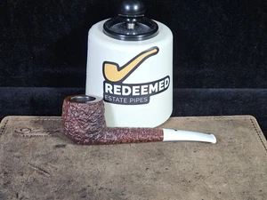 Castello Sea Rock KK Rusticated Oval-shank Pot White Stem Italian Estate Pipe - Picture 1 of 14