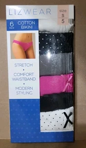 Lizwear Confezione 6 Mutandine Bikini Stile Moderno Punto Bianco Taglia S 5 - Foto 1 di 4