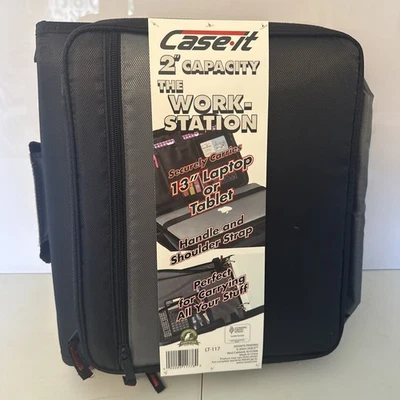 Carpeta con cremallera de 2 pulgadas 3 anillos en D con estuche acolchado para computadora portátil estación de trabajo soporte para hombro... Foto 1 de 4