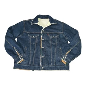 Levi’s Wende Jeans Sherpa Jacke Herren M mittel dunkelblau gefüttert Druckknopf Baumwolle - Bild 1 von 20