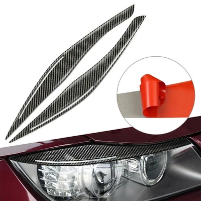Carbon Fiber Headlight Eyelid Eyebrow Cover For BMW E90 E91 328i 335i 2009-2012 — 第 1/4 张图片