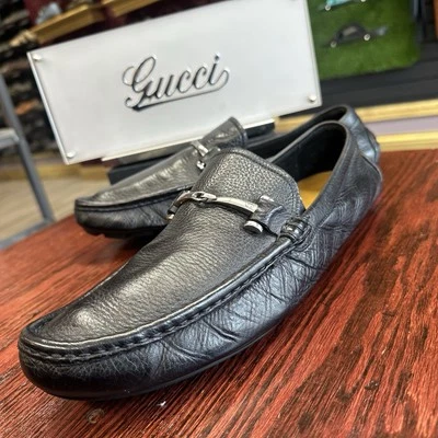 Mocasines de cuero negros Gucci GG para hombre $920 talla 10 G / 11 D hechos en EE. UU. en ITALIA Foto 1 de 4