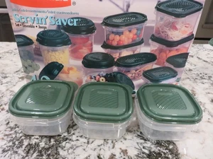 3 Vintage Rubbermaid Servierschoner Quadrat Behälter Grün Deckel #14 New Old Stock - Bild 1 von 9