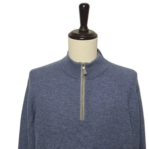 Peter Millar Sweater Mens Large Blue Half Zip Pullover Merino Wool Cashmere - Picture 1 of 11