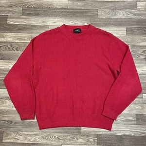 Suéter Vintage Bill Blass Texturizado Para Hombre Grande Rojo Sólido Tejido Hecho en EE. UU. Años 90 - Imagen 1 de 7