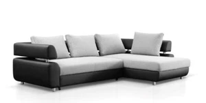 Ecksofa Wohnlandschaft + Bettfunktion Sofa Ecksofa Couch Ecke Polster Garnitur - Bild 1 von 12