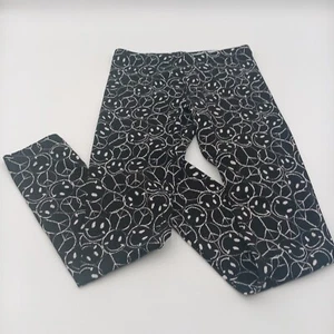 Wonder Nation Pants Girls XL 14-16 Black Smiley Face All Over Print - Picture 1 of 5