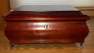 Queen Anne Style Large Cherry Wood Cigar Tobacco Humidor, Metal Claw Feet - Picture 1 of 8