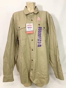 NWT $80 Coleman Shirt Size XXL 2XL 56” Beige Canvas Button Down Long Sleeve - Picture 1 of 6