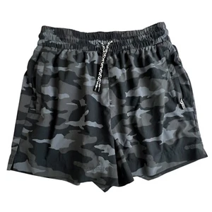 Athleta Girl 14/XL Black Gray Camo All Play 3" Short Drawstring Zip Pockets - Picture 1 of 9