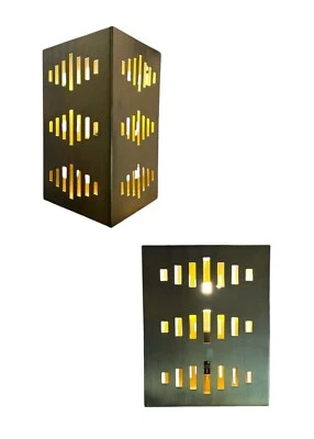 РЕДКАЯ / трудно найти Nate Berkus треугольная латунь / бронзовая отделка акцент / настольная лампа - Изображение 1 из 4