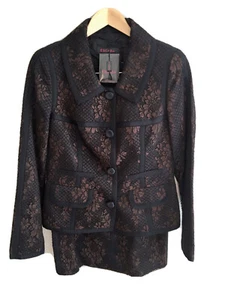 ESCADA Suite 2 Piece Size 38 Jacket Size 40 Skirt Brown Lace Over Black NWOT - Picture 1 of 11
