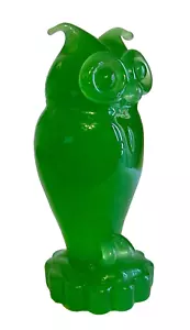 Vtg Green Jade Glass Owl - Picture 1 of 6
