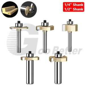 1/4" 1/2" Shank TCT Biscuit Jointer Router Bits Bearing T Slot Rabbeting Cutter - Picture 1 of 21