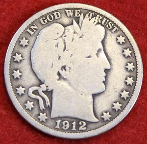 Moneda de medio dólar barbero 1912 90% plata circulada BH578 - Imagen 1 de 2