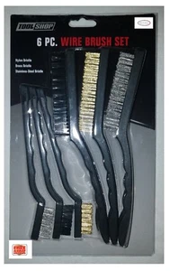 6 piece Detail Wire Brush Set Nylon Brass Stainless Bristle 7" Small 9" Large - Picture 1 of 4