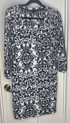 Soma Intimates Black & White Damask Print Nightgown Long Sleeve Dress Women’s M - Image 1 of 4