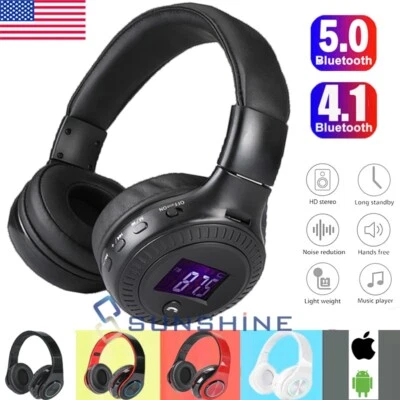 Wireless Bluetooth Stereo Foldable Earphones Pro Bass Headphones Headsets Mic