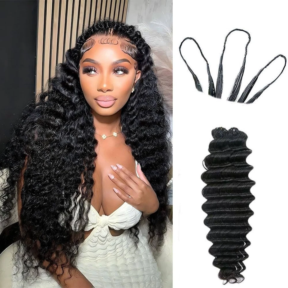 Extensiones de cabello humano pluma de ganchillo rizado cabello humano ganchillo pre en bucle Foto 1 de 4