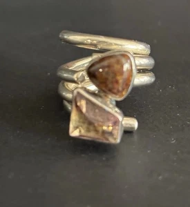 Anello Lilly Barrack Modernista Argento Sterling Citrino e Pietra Naturale ~ Misura 6 - Foto 1 di 5