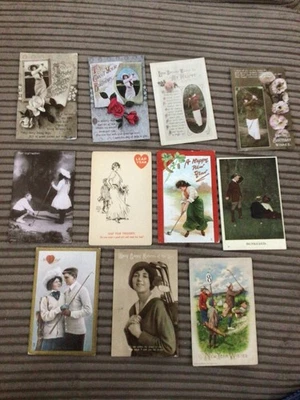 11 EARLY GREETINGS POSTCARDS WITH A GOLFING THEME - Image 1 of 2