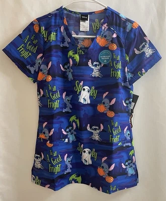 Tooniforms Women's Disney Stitch Scrub Top Size XS Blue - Image 1 of 2