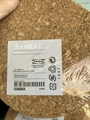 IKEA Cork Trivets 3 x Heat 3 Pack Trivet Round 7" Diameter 19cm - Image 1 of 2