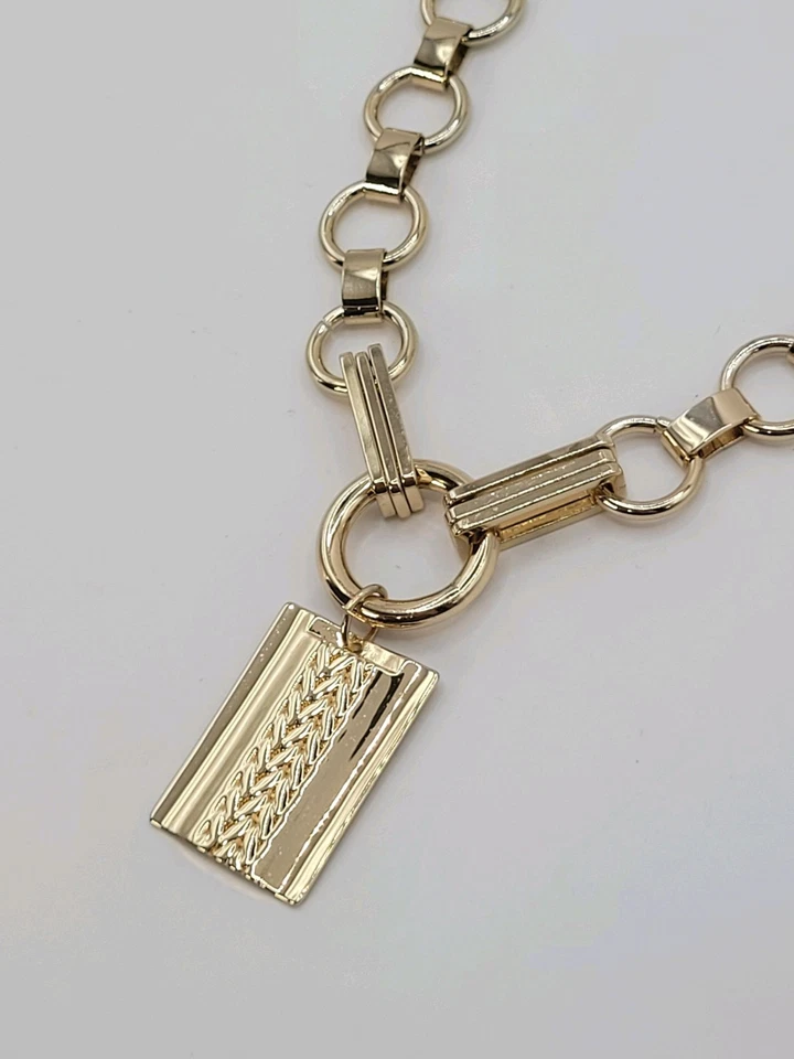 Chunky Chain Signed Dannijo Gold Elisse Statement Necklace 19" Wheat Pendant  - Image 1 of 1