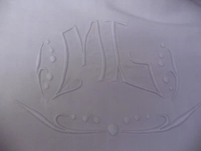 ANCIEN DRAP LIN BLANC"ML"JOURS OURLETS MAIN212X300 CM - Photo 1/4