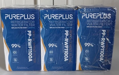 Set of 3 PurePlus Refrigerator Water Filter Replacements PP-RWF1100A NEW - Image 1 of 4