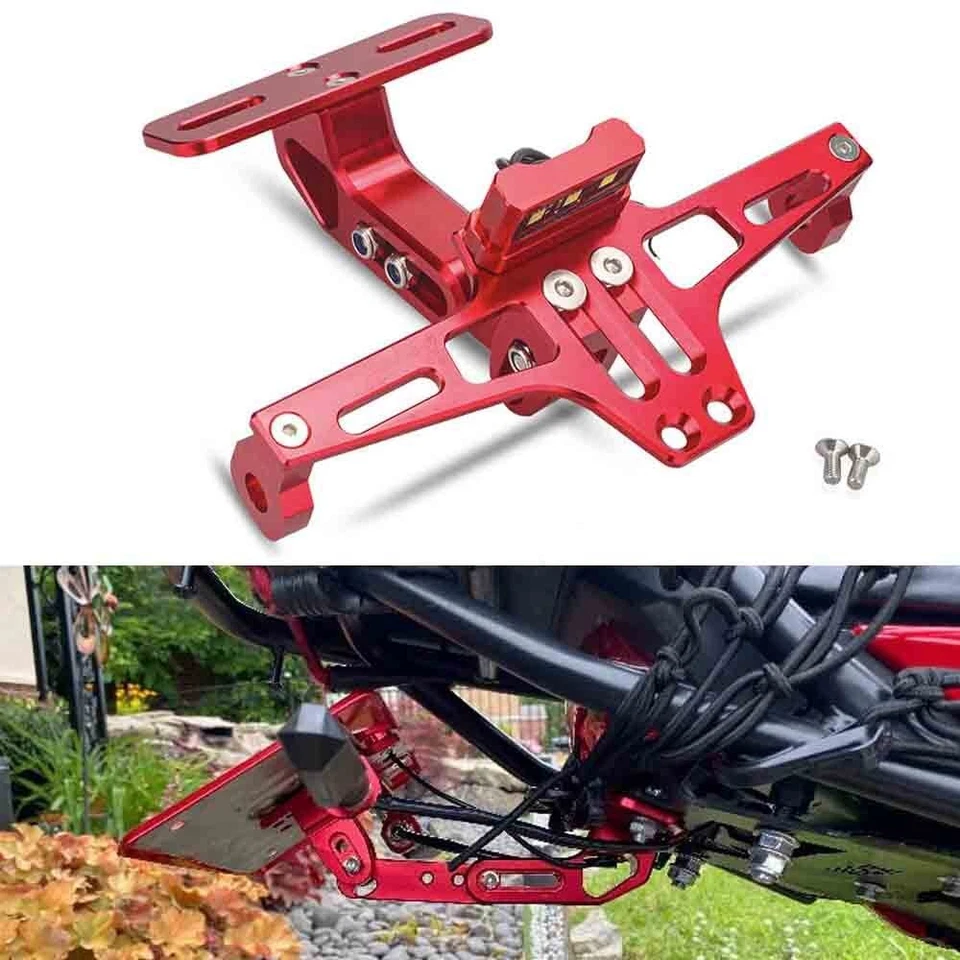 Eliminador de guardabarros con luz LED para soporte de matrícula ordenado cola de motocicleta rojo Foto 1 de 4