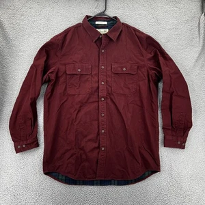 L.L. Bean Chamois Langarm Hemd mit Knopfleiste Herren Large Tall weinrot Fleece gefüttert - Bild 1 von 13