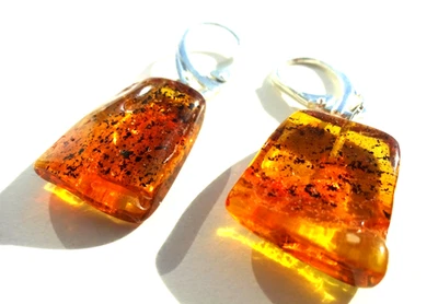 "HANDMADE" Originale Fatto a Mano Orecchini Miele Ambra