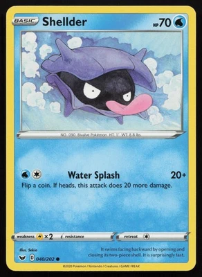 Pokemon Shellder 040/202 SWSH01: Sword & Shield Base Set Non-Holo (LP - HP) - Image 1 of 2