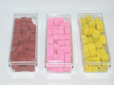 Piezas de repuesto de madera Risk vintage años 60 estuches originales amarillo rojo rosa Foto 1 de 4